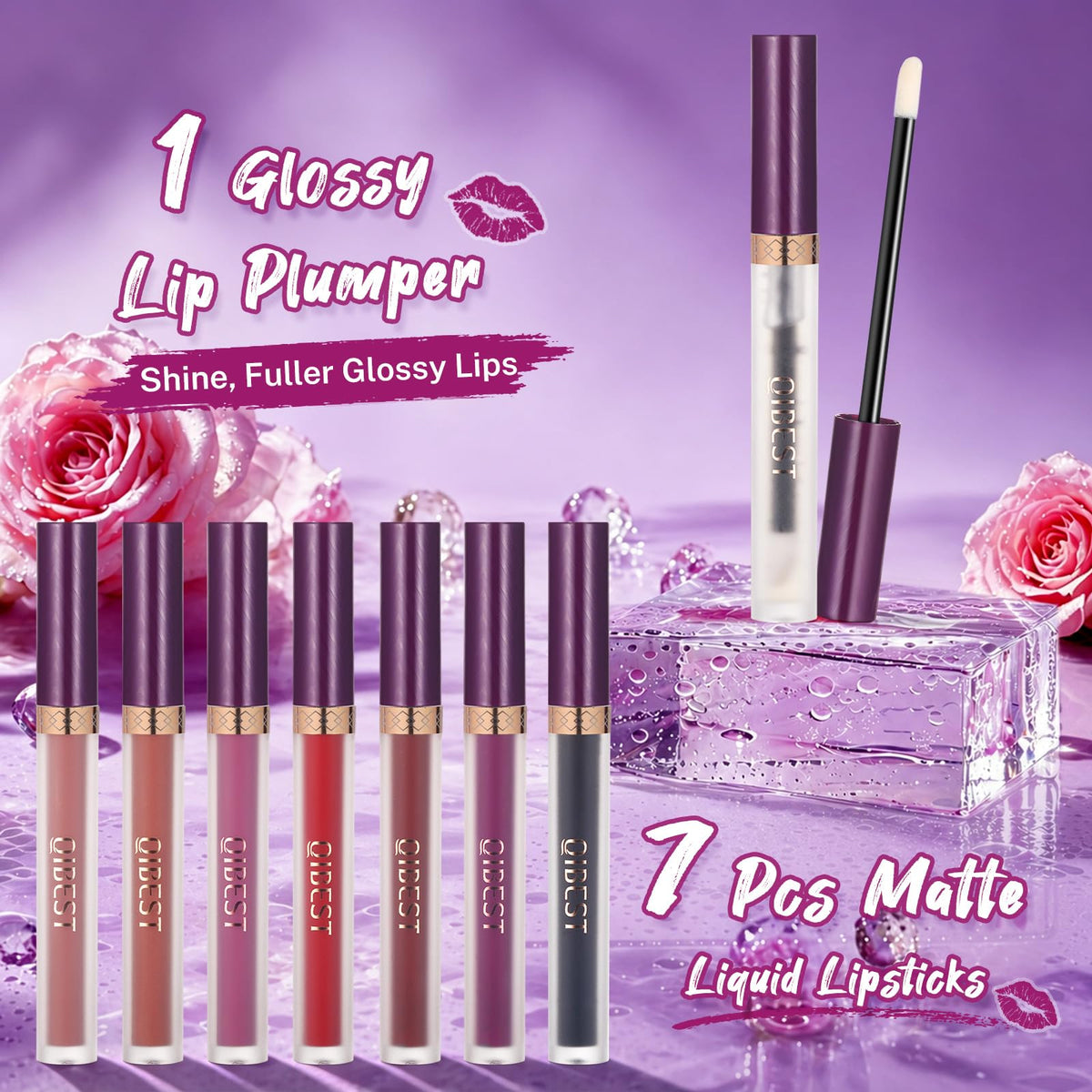 Rouge à lèvres mat QiBest en teinte noire-violette