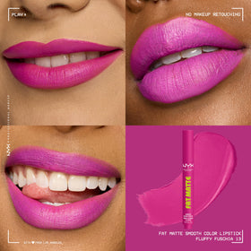 Rouge à Lèvres Matte Fat NYX en Fuchsia - application sur les lèvres