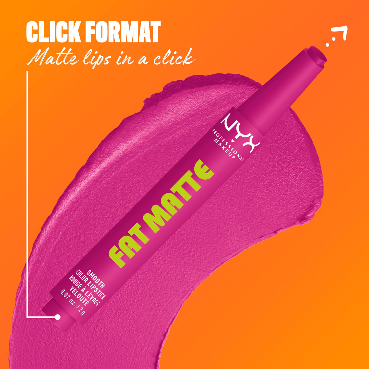 Rouge à Lèvres Matte Fat NYX en Fuchsia - couleur sur le poignet