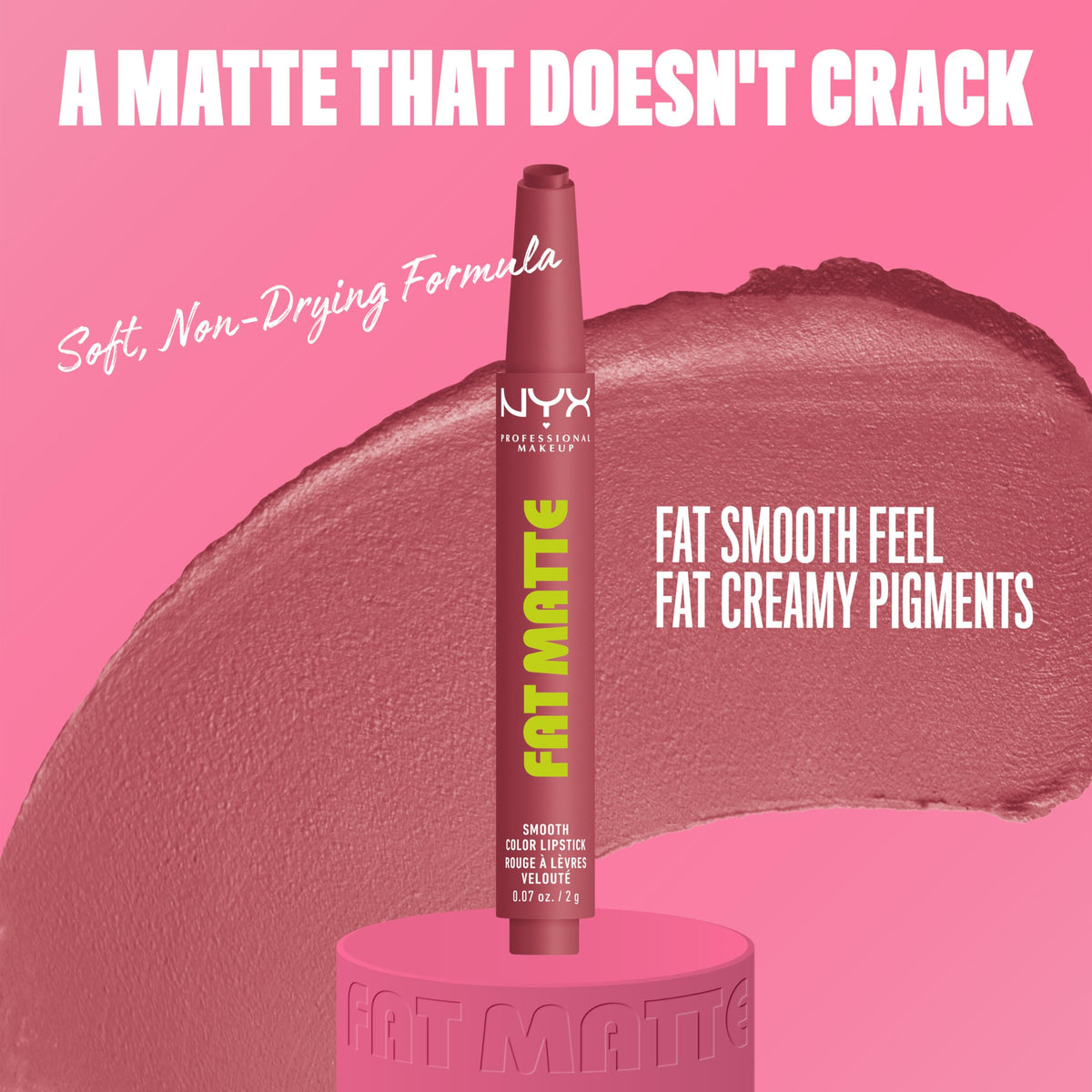 Rouge à lèvres NYX Fat Matte Blush Blanket avec texture crémeuse
