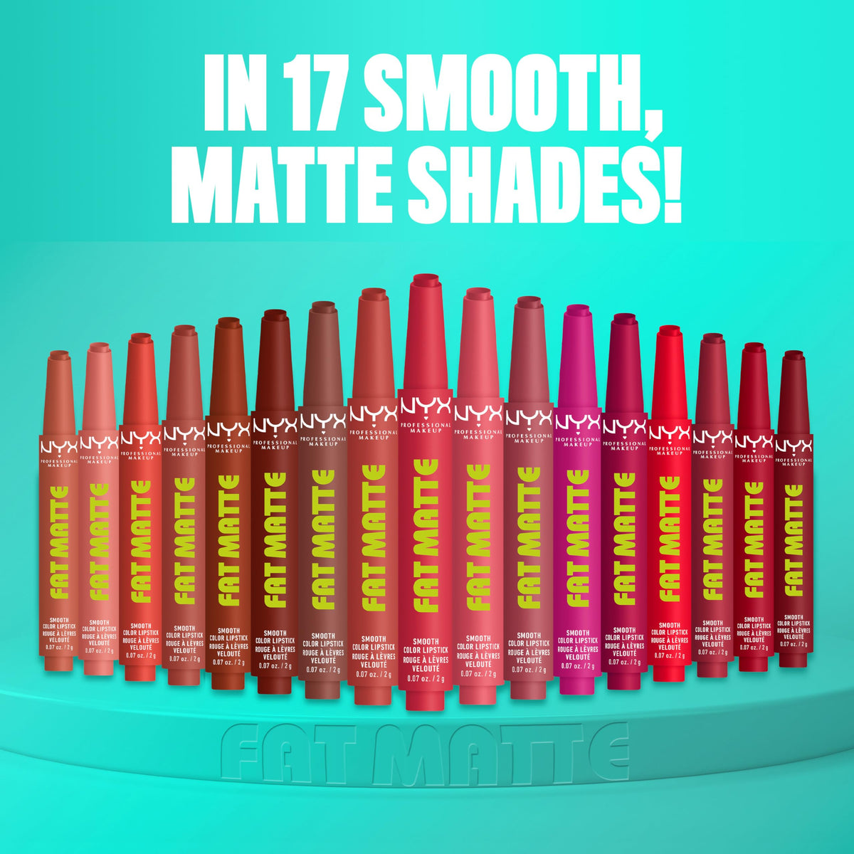 Rouge à lèvres NYX Fat Matte dans une trousse de maquillage