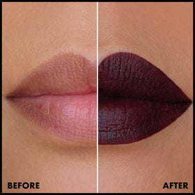 Rouge à lèvres NYX Lip Lingerie XXL Deep Mesh avant/après application