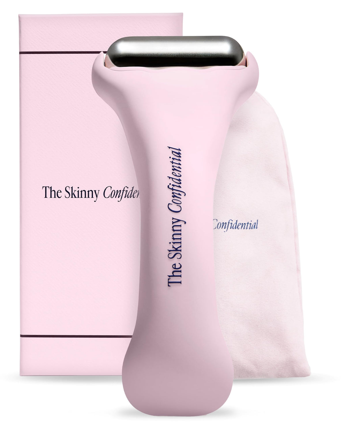 Rouleau de Glace en Acier Inoxydable The Skinny Confidential avec sa pochette personnalisée