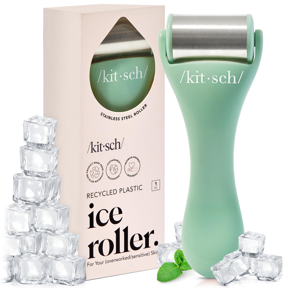 Rouleau de glace Kitsch pour le visage en acier inoxydable, vue de face