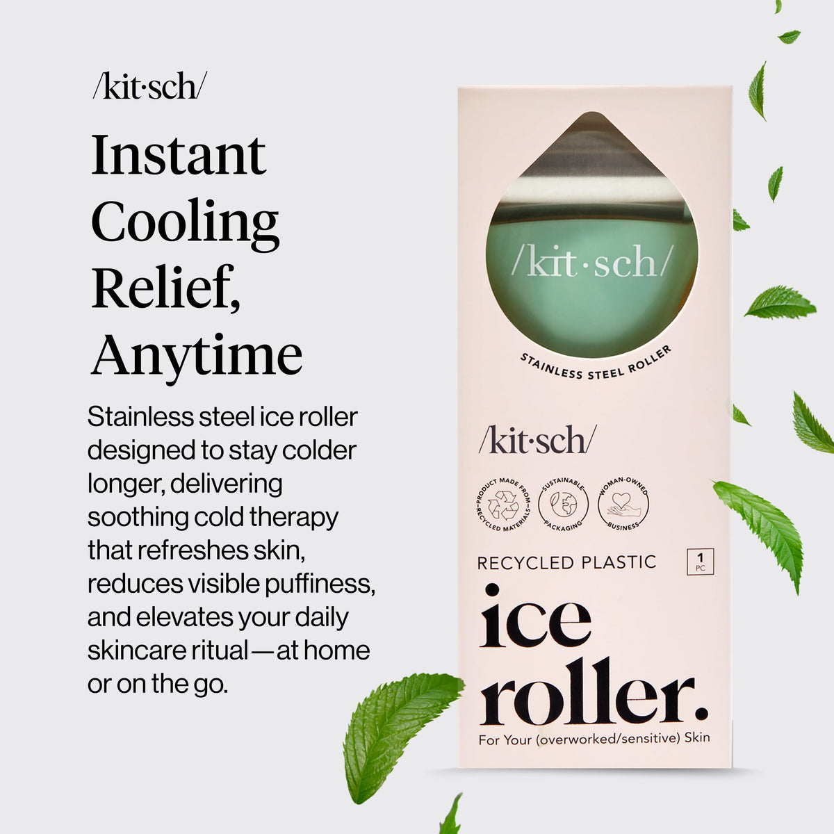 Rouleau de glace Kitsch sur un fond blanc, montrant le design élégant