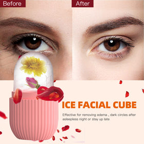 Rouleau de glace XHJRI en silicone rose sur fond blanc