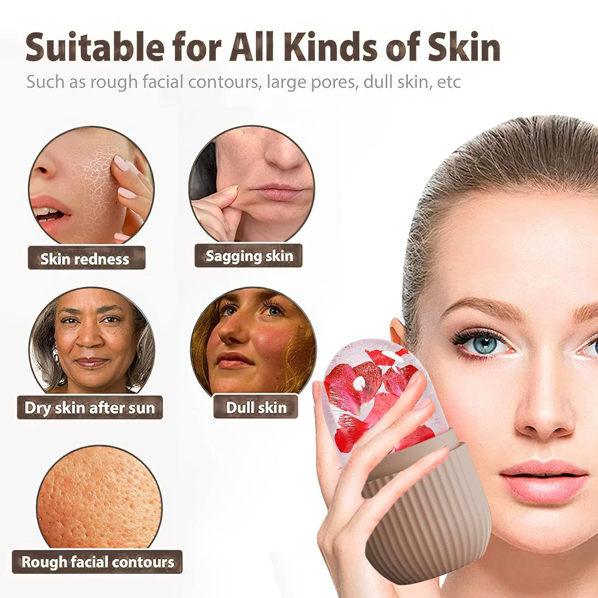 Rouleau de massage glacé XHJRI en utilisation sur le visage