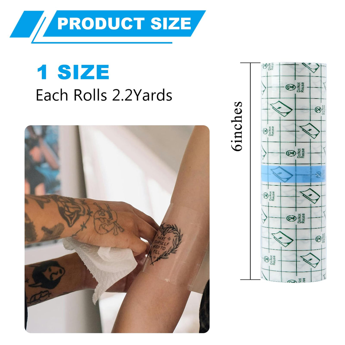 Rouleau de patch Emalla 6"x2.2yd sur fond blanc