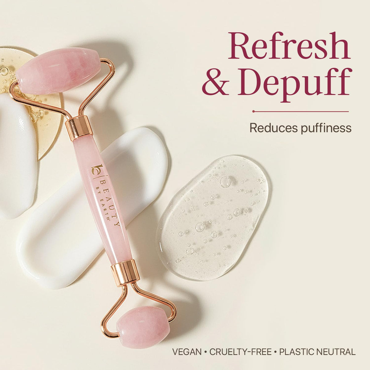 Rouleau de quartz rose et huile pour le visage