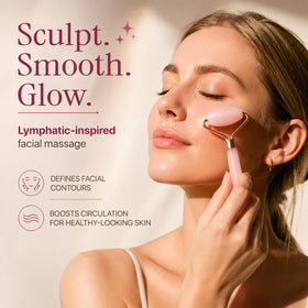 Rouleau de quartz rose utilisé sur le visage