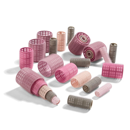 Rouleaux à cheveux Conair sans chaleur en rose, gris et violet