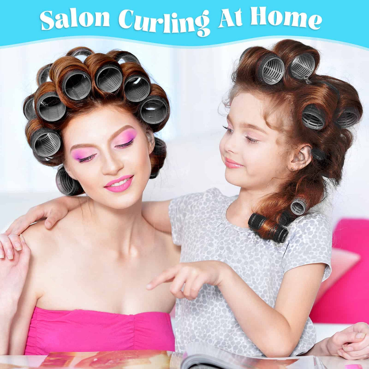 Rouleaux à cheveux en action, coiffure avec boucles