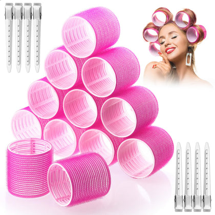 Rouleaux à cheveux jumbo Acejoz 60mm en rose rouge