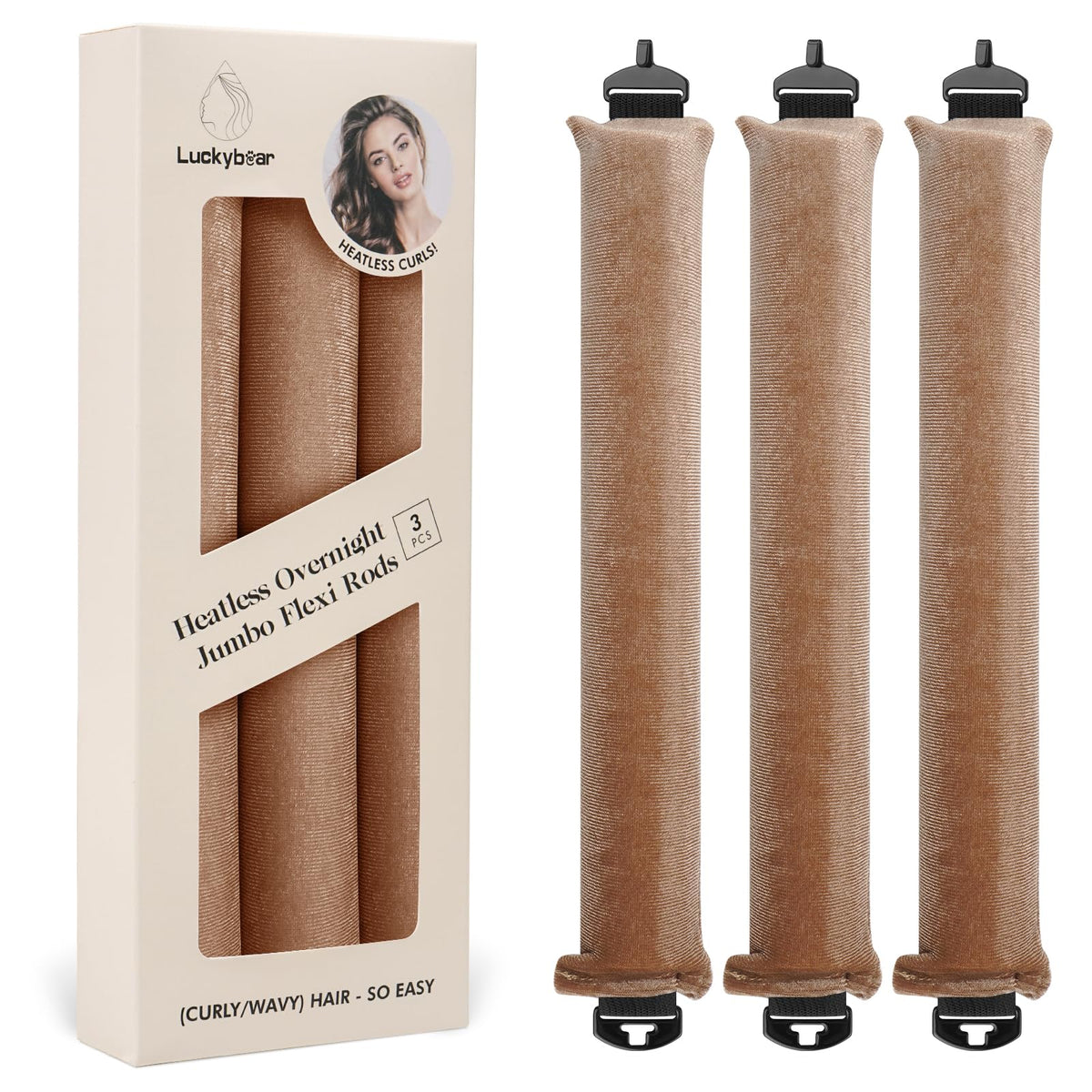 Rouleaux à cheveux Jumbo Luckybear en couleur kaki, vue avant