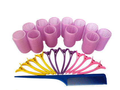 Rouleaux à cheveux Kamay's 30mm avec clips et peigne, vue de face