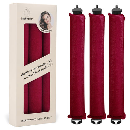 Rouleaux à cheveux Luckybear en satin rouge, vue de face