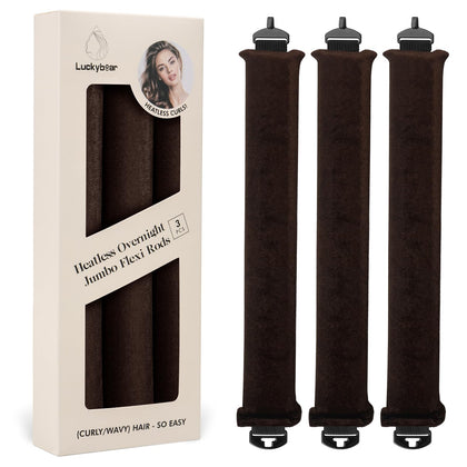 Rouleaux à cheveux Luckybear Jumbo 3pcs en satin marron