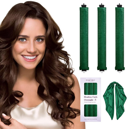 Rouleaux cheveux posicurly sans chaleur avec écharpe en satin