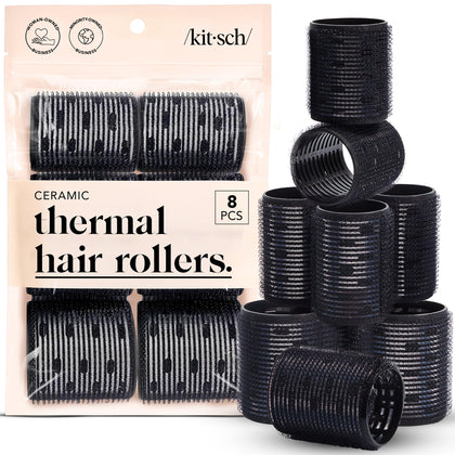 Rouleaux de cheveux céramiques Kitsch noirs, pack de 8