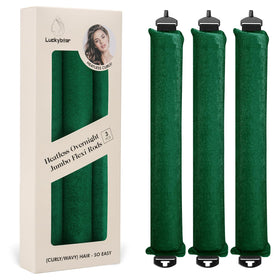 Rouleaux de cheveux sans chaleur Luckybear en velours satin vert, vue de face