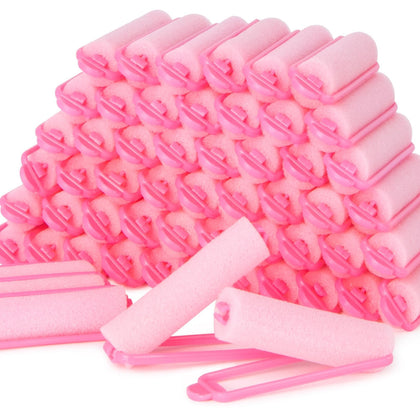 Rouleaux en mousse MAQIHAN 56PCS couleur rose avec un rouleau en gros plan