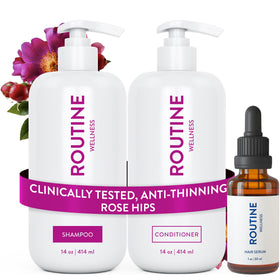 Routine Wellness Shampoo et Après-Shampooing rose hips set avec sérum capillaire