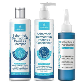 Roycederm routine 3 étapes pour le cuir chevelu - shampooing, après-shampooing et sérum apaisant