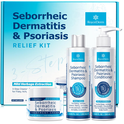 Roycederm set de crème, shampooing et après-shampooing pour cuir chevelu, présentation avant