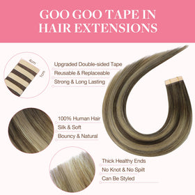 Ruban adhésif des extensions GOO GOO en gros plan