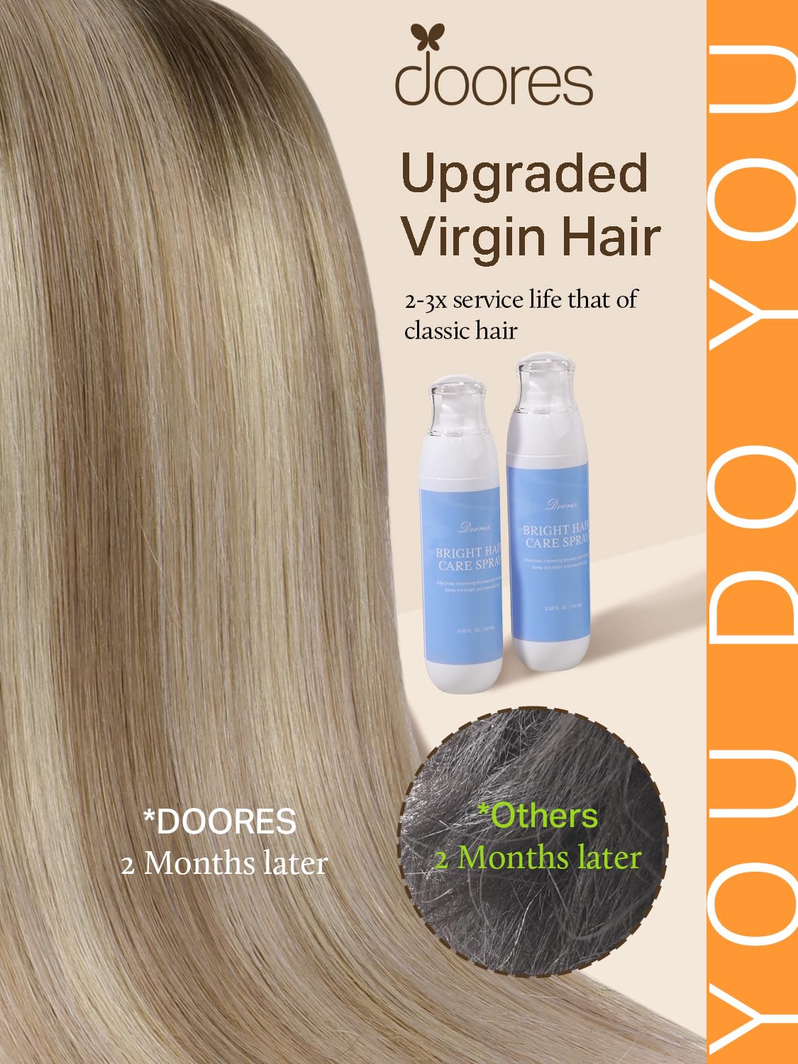 Ruban adhésif transparent des extensions de cheveux DOORES