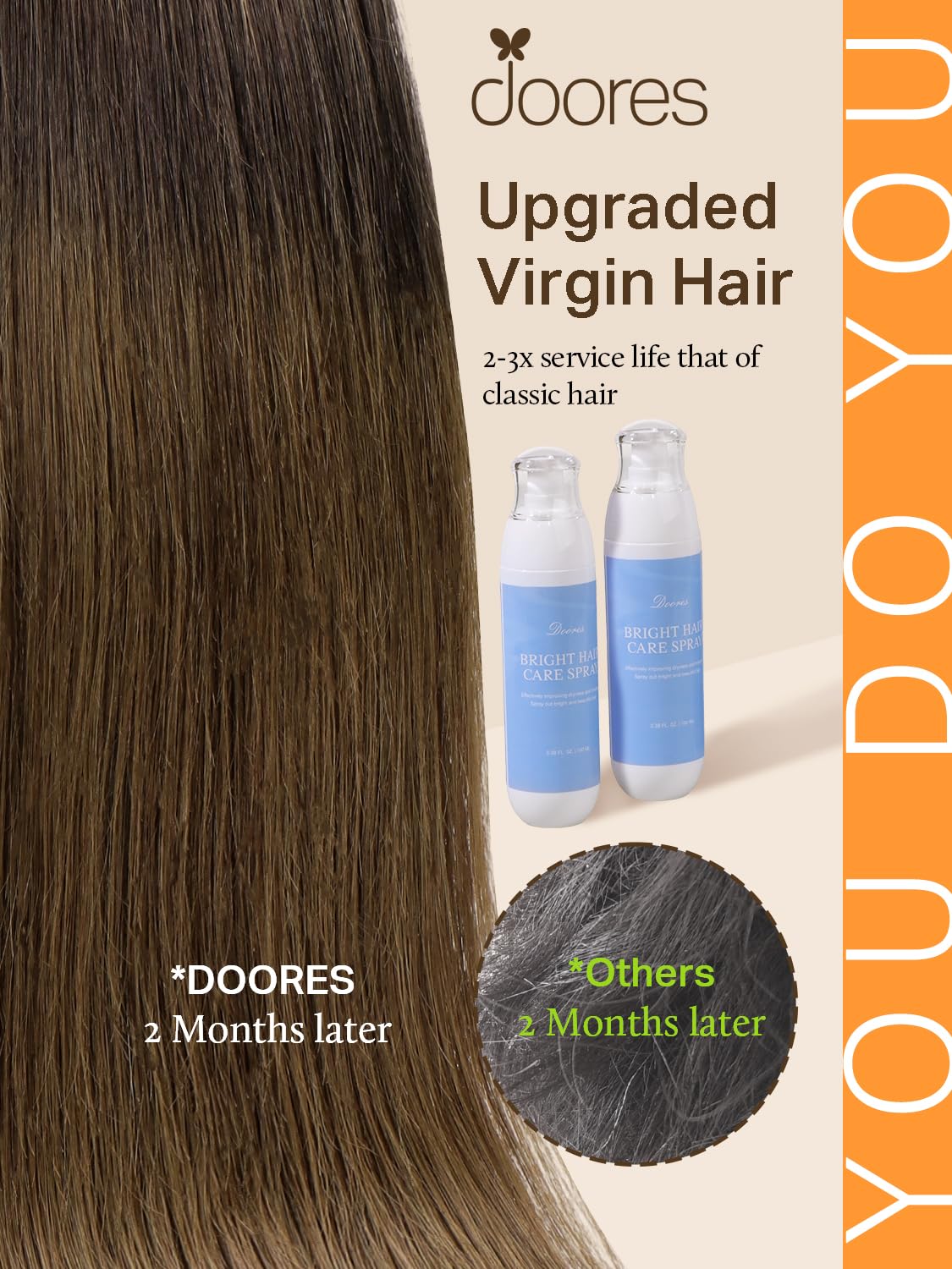 Ruban transparent des extensions de cheveux DOORES, gros plan