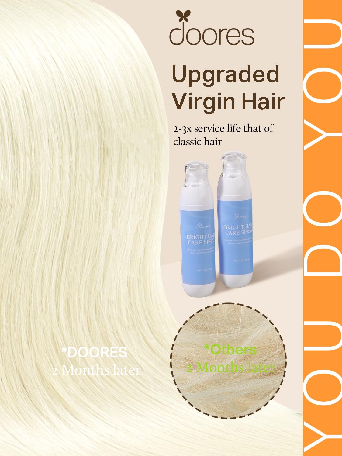 Ruban transparent des extensions de cheveux DOORES, gros plan