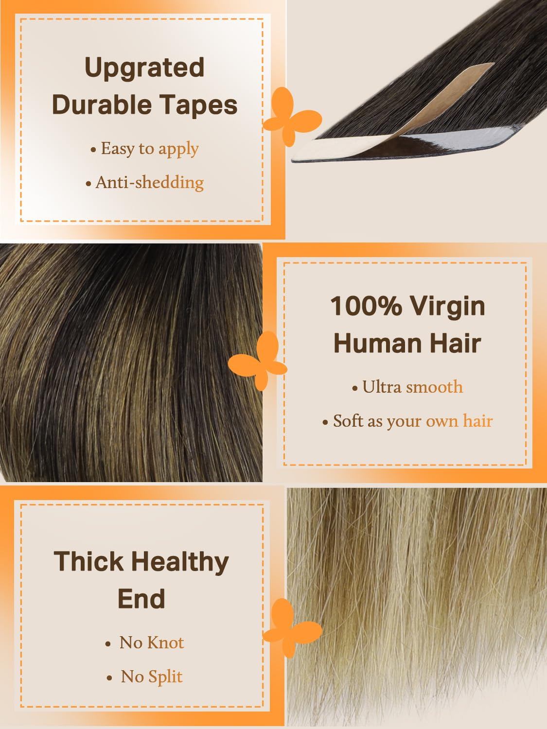 Ruban transparent des extensions de cheveux DOORES, vue rapprochée