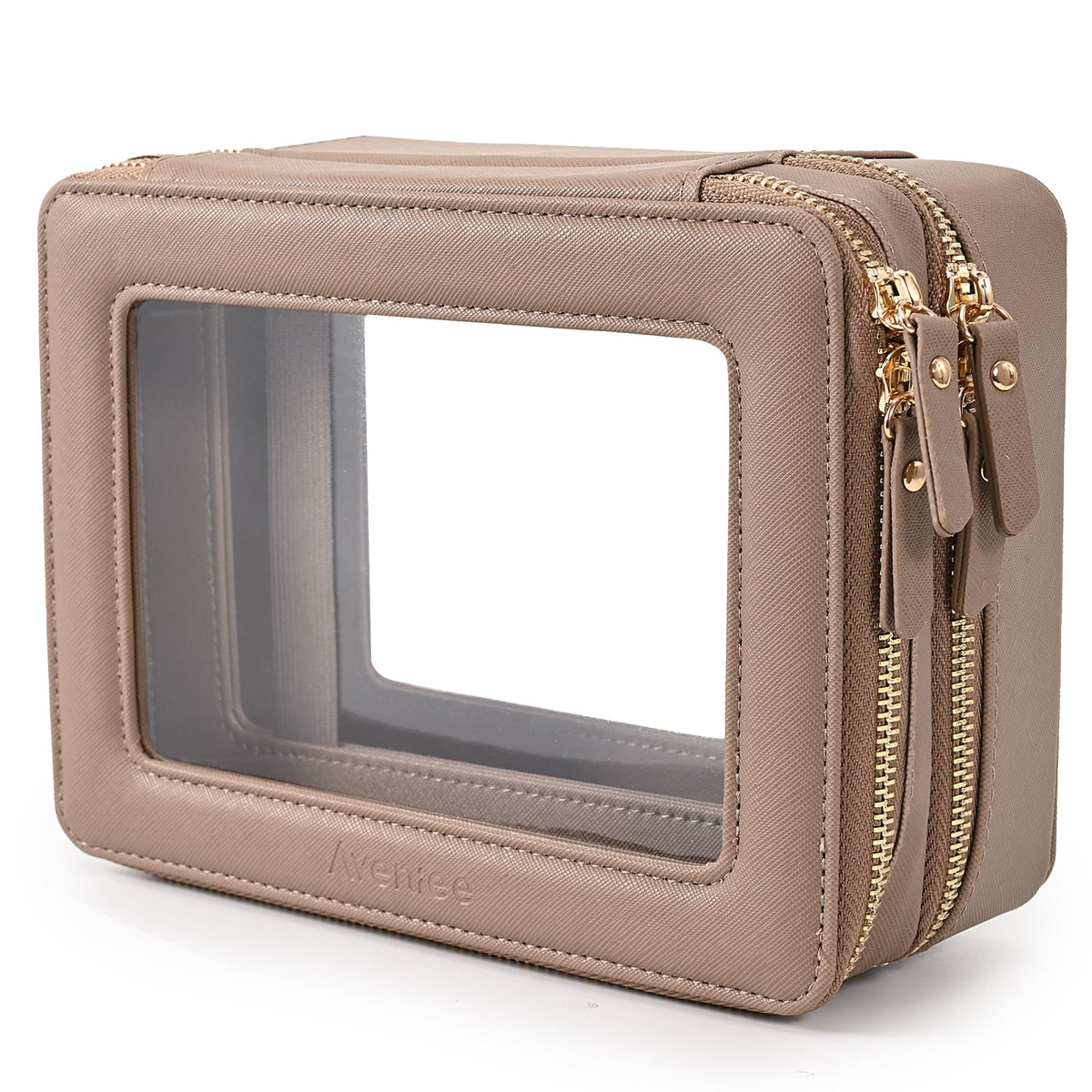 Sac à maquillage Aveniee transparent vue avant avec poches organisatrices