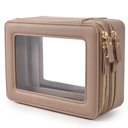 Sac à maquillage Aveniee transparent vue avant avec poches organisatrices