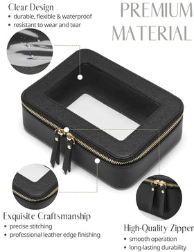 Sac à maquillage Popvibe ouvert montrant l'intérieur transparent