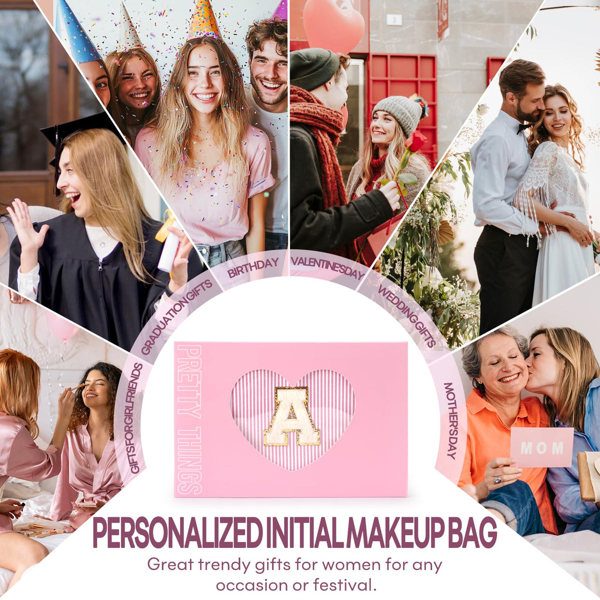 Sac à maquillage rose clair mibasies en utilisation quotidienne