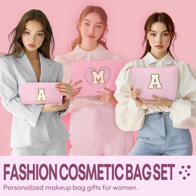 Sac à maquillage rose clair mibasies ouvert avec cosmétiques
