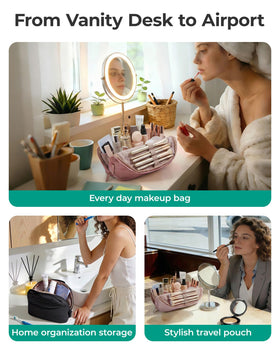Sac de maquillage BAGSMART en extérieur sur une table
