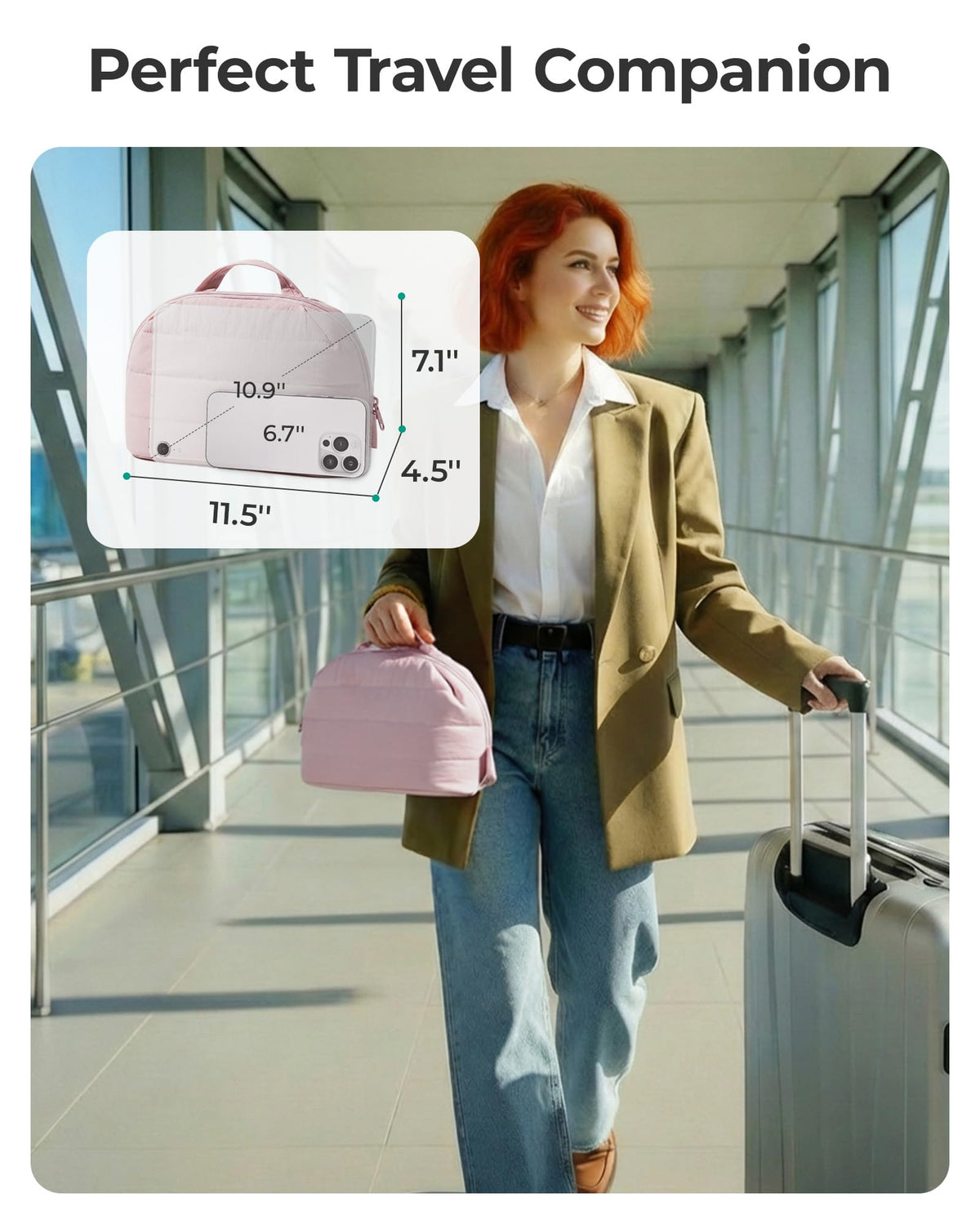 Sac de maquillage BAGSMART plié avec fermeture éclair