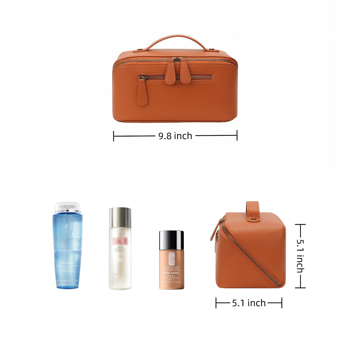 Sac de maquillage Divvia en cuir synthétique avec texture élégante