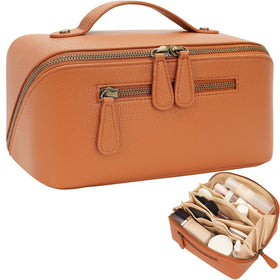 Sac de maquillage Divvia marron vue de face avec fermeture éclair