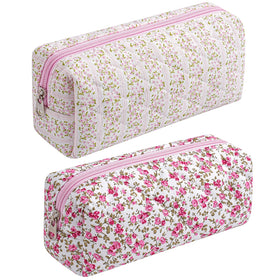 Sac de maquillage floral HHQQWZ vue avant avec motif rose et rouge