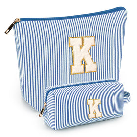Sac de maquillage personnalisé bleu mibasies, vue de face