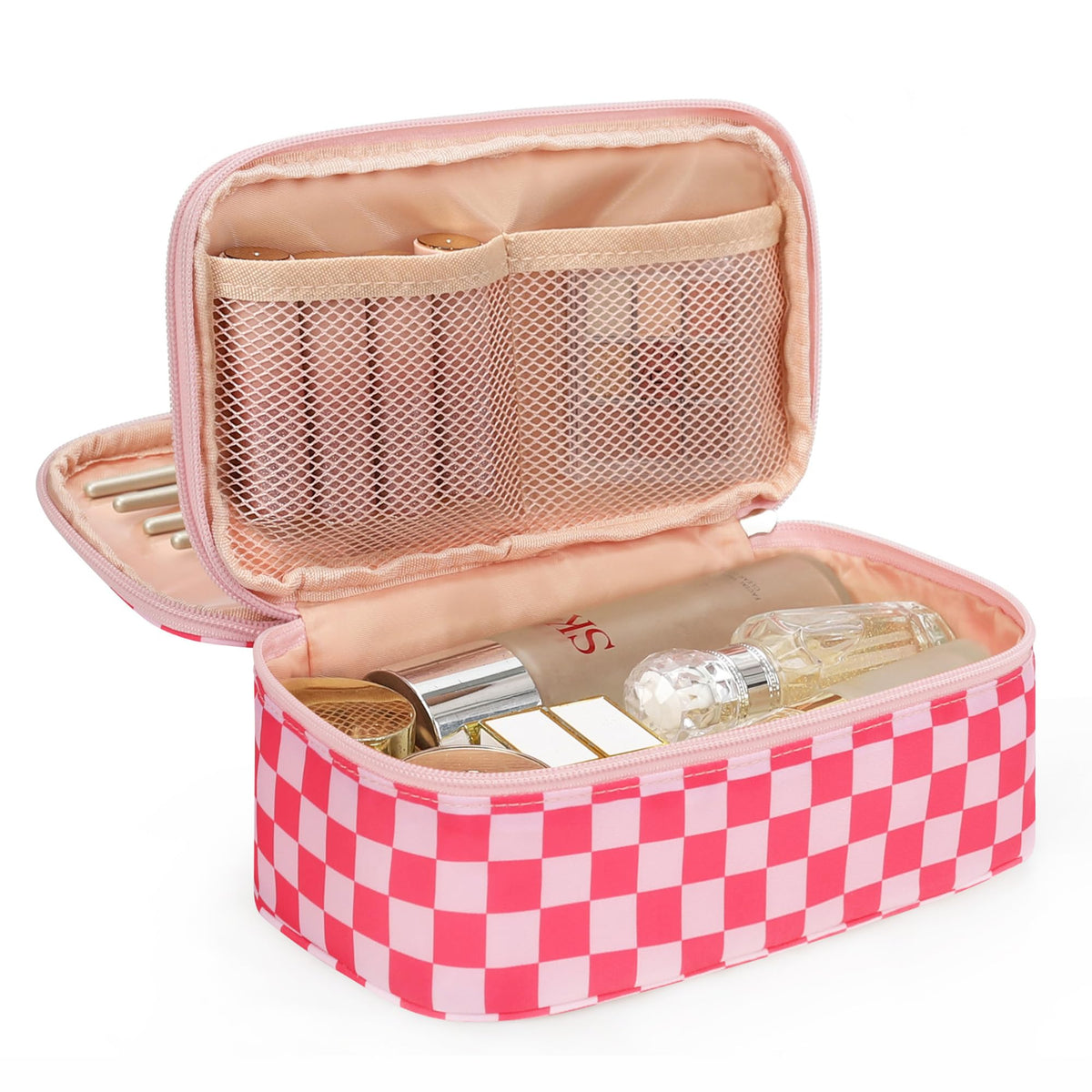 Sac de maquillage Relavel rose foncé vue avant avec fermeture éclair