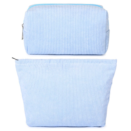 Sac de maquillage SOIDRAM corduroy bleu vue avant