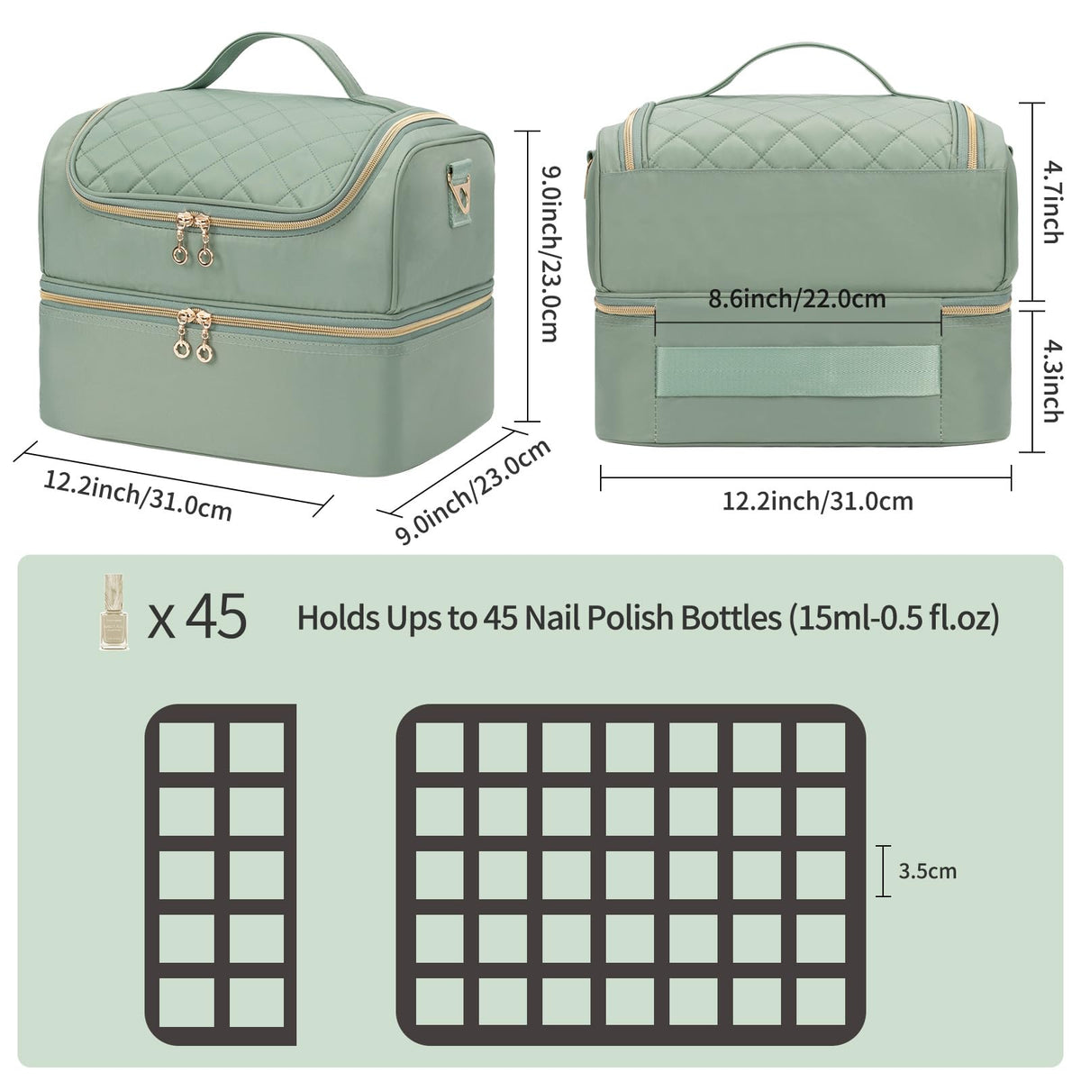 Sac de rangement de vernis à ongles CUBETASTIC avec poignée et bandoulière