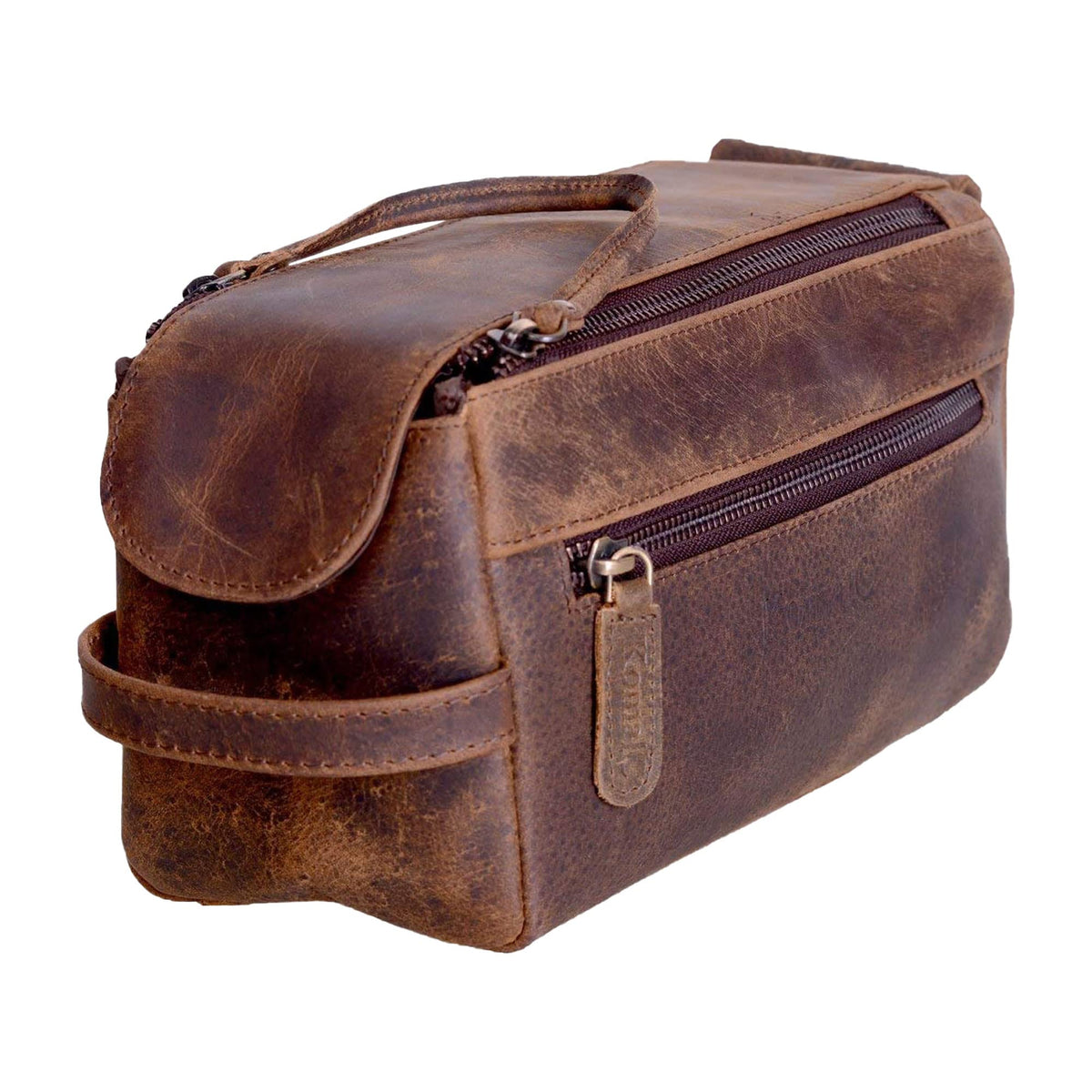 Sac de toilette en cuir de buffle KomalC vue de face