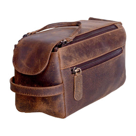 Sac de toilette en cuir de buffle KomalC vue de face