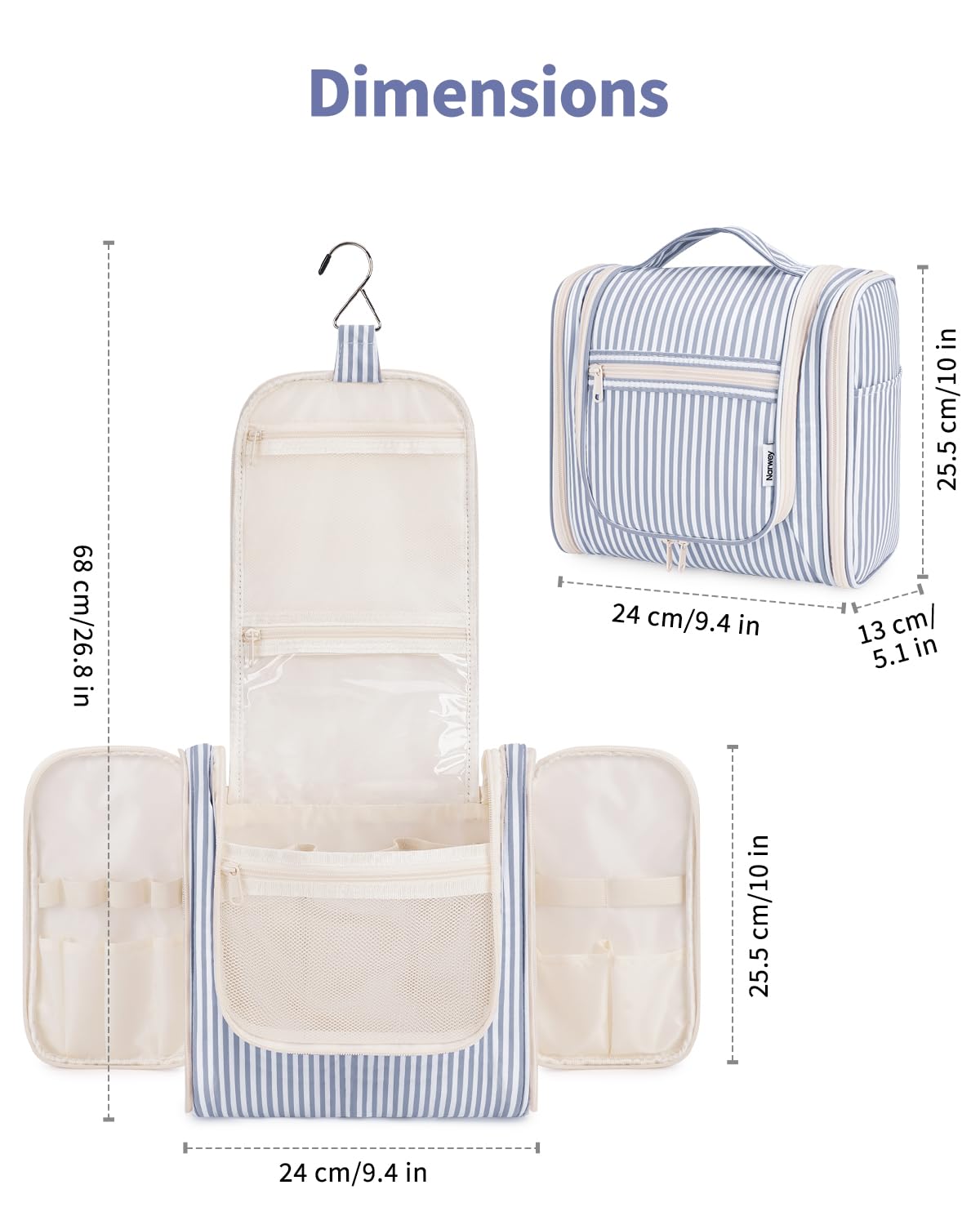 Sac de toilette Narwey avec produits de beauté à l'intérieur